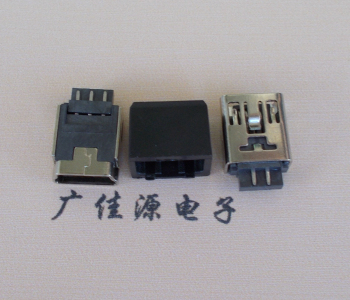 淄博MINI USB 5Pin接口 带护套焊线母座 B型180度铜壳