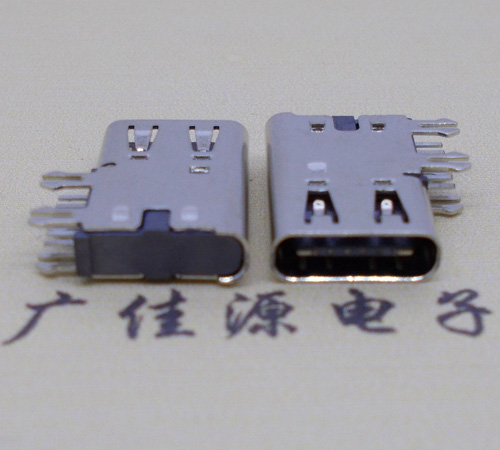 淄博侧插USB3.1接头座子.90度type-c母座.6p侧插连接器