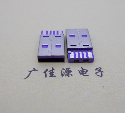 淄博短路usbA公5p焊线式大电流 紫色胶芯快充插头